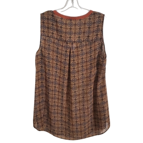 Daniel Rainn Womens Sleeveless Blouse Green and Brown Print Plus Size 1X - Picture 2 of 5
